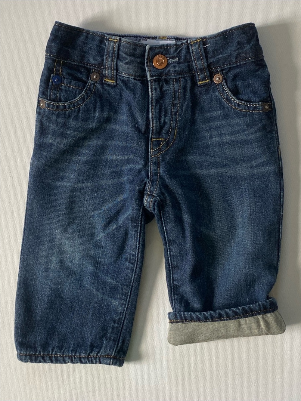 Gap Jeans Size 6 12 Months Gray Flannel Lined Straight Legs Baby Boys Gapkids